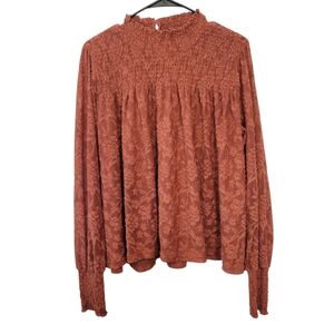 Anthropologie Deletta Amanna Lace Peasant Blouse Floral in Rust Size Medium